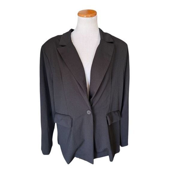 NWT Womens No Boundaries Black Plus Size Double Knit Lightweight Blazer - Sz XL - Picture 2 of 2
